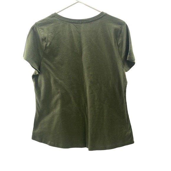 Disc Golf WOMENS V-Neck Shirt Throw Like A Girl Olive Size 12 - Picture 5 of 10